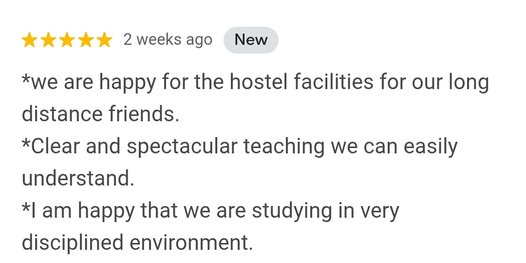 Student testimonial message